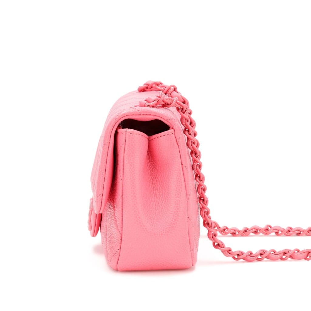 Pink Quilted Caviar Incognito Mini Square Flap Pink Hardware, 2019
