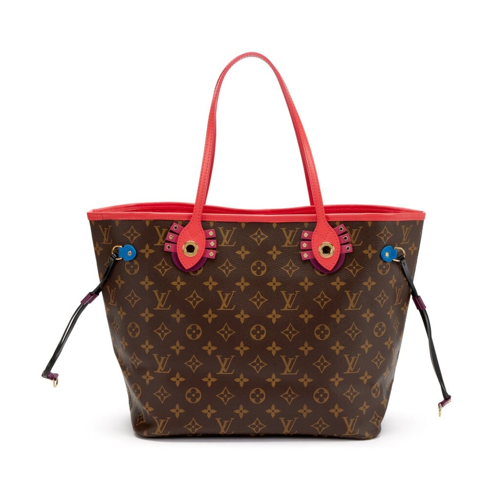 Brown Monogram Coated Canvas and Multicolor Leather Totem Neo Neverfull MM Gold Hardware, 2015