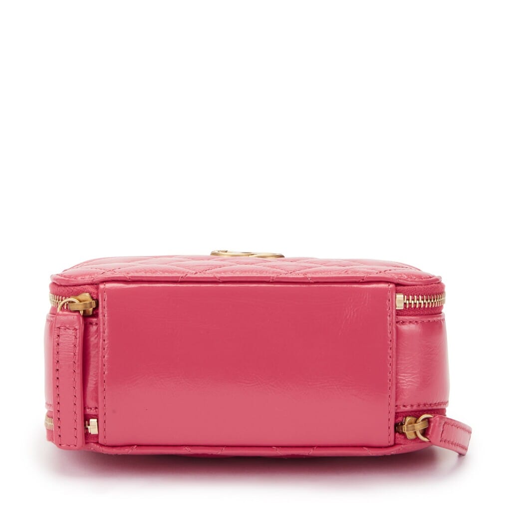 Chanel Pink Quilted Aged Glazed Calfskin Mini Vanity with Chain Gold Hardware, 2020