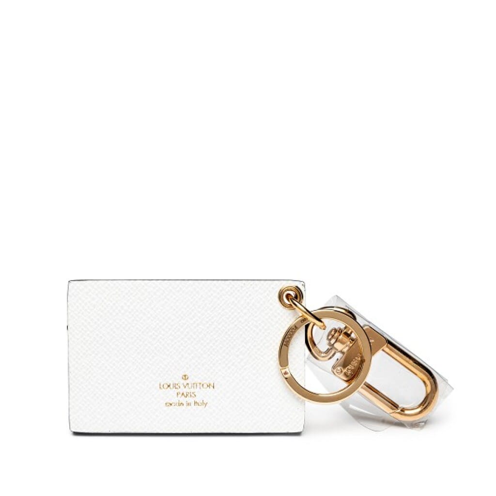 White and Black Leather Petite Malle Malletage Bag Charm Gold Hardware