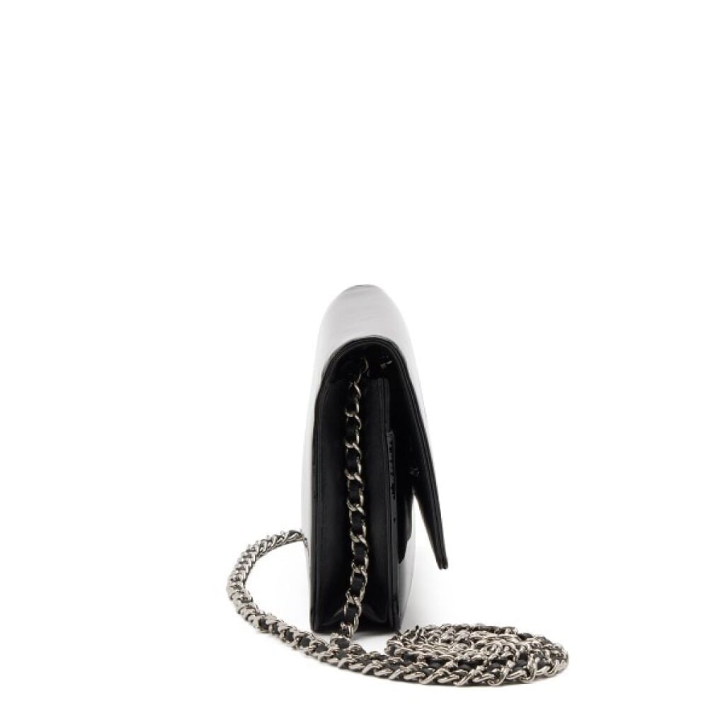 Black Patent Leather CC WOC Wallet on Chain Silver Hardware, 2012-2013
