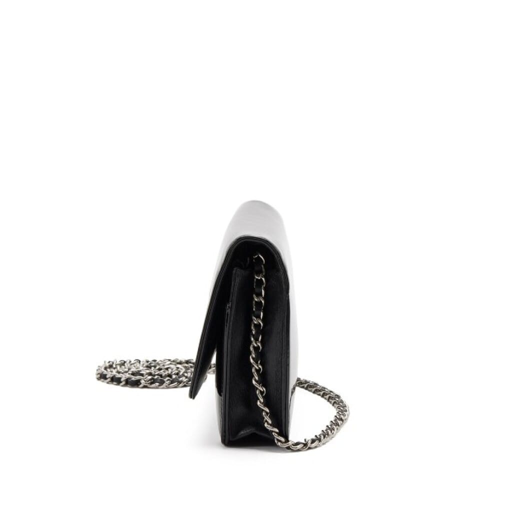 Black Patent Leather CC WOC Wallet on Chain Silver Hardware, 2012-2013