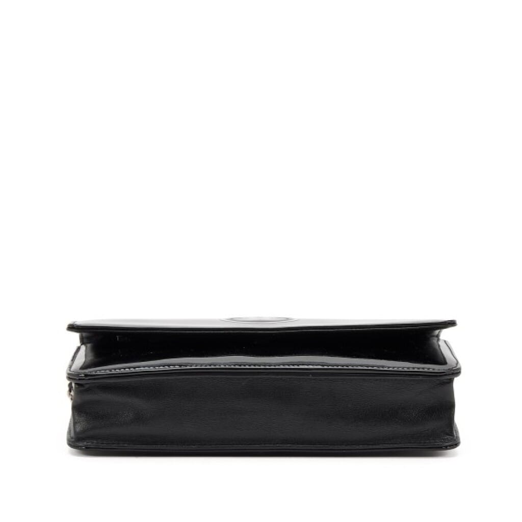 Black Patent Leather CC WOC Wallet on Chain Silver Hardware, 2012-2013