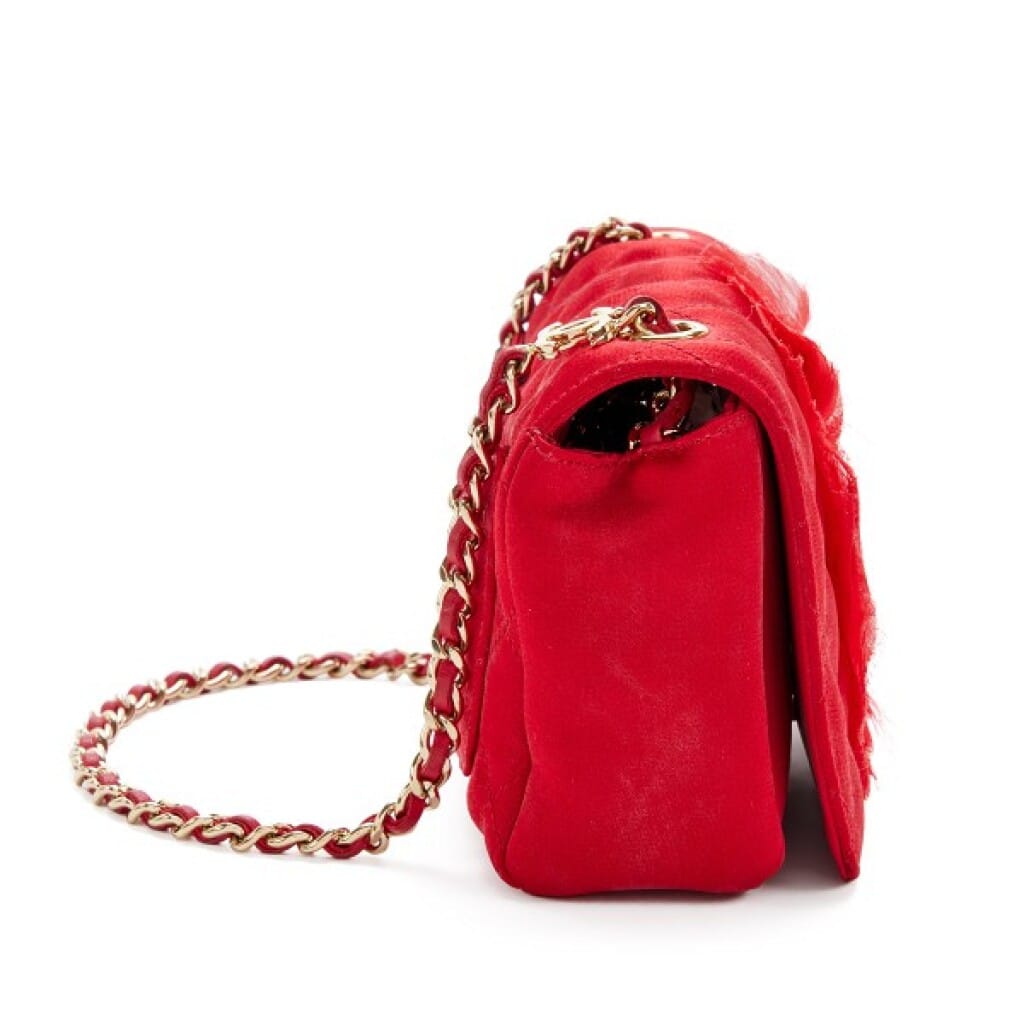 Red Quilted Satin Camelia Mini Flap Gold Hardware, 2009-2010