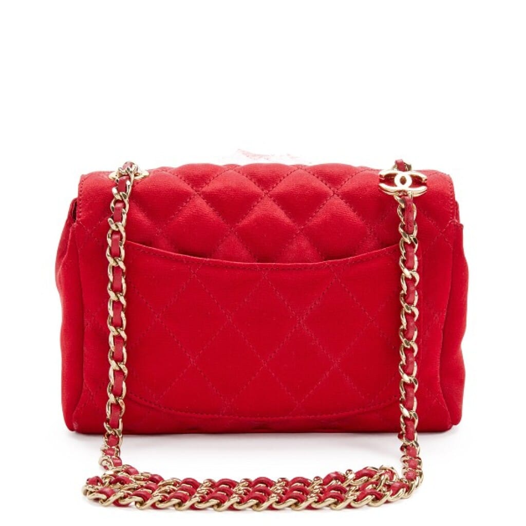 Red Quilted Satin Camelia Mini Flap Gold Hardware, 2009-2010