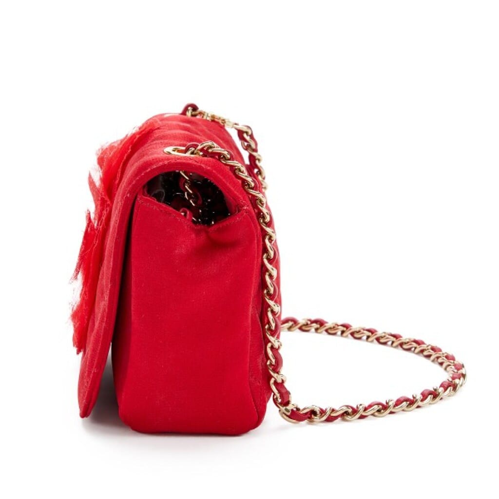 Red Quilted Satin Camelia Mini Flap Gold Hardware, 2009-2010