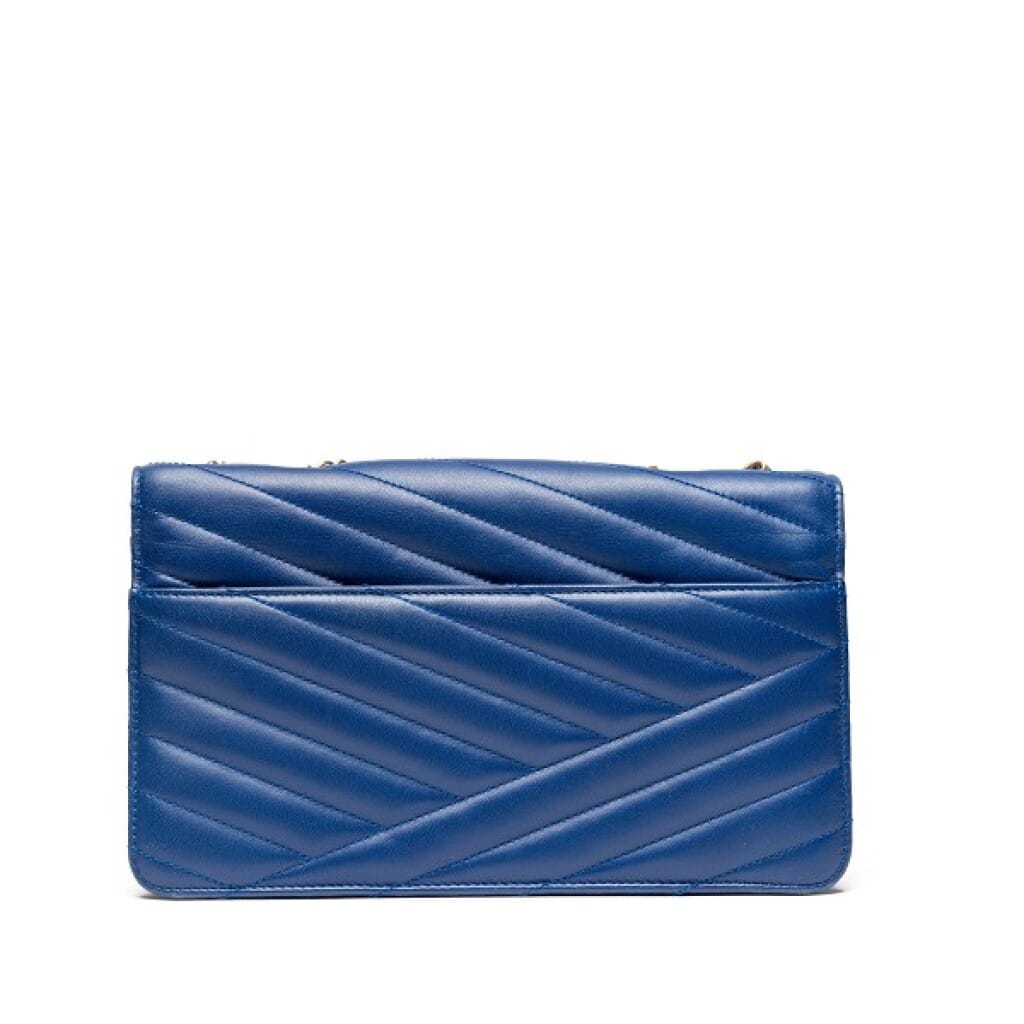 Blue Chevron Quilted Lambskin Retro Clasp Flap Bag Gold Hardware, 2012-2013