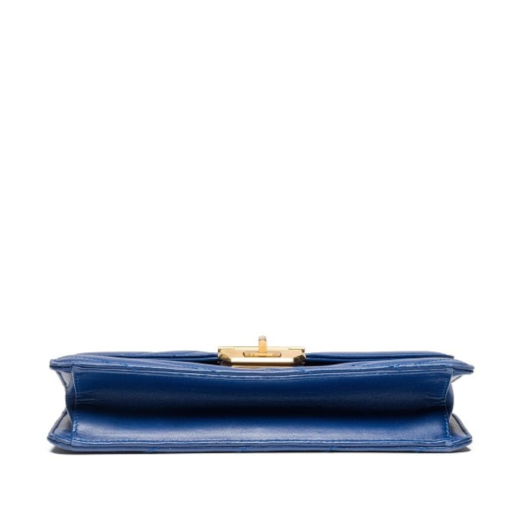 Blue Chevron Quilted Lambskin Retro Clasp Flap Bag Gold Hardware, 2012-2013