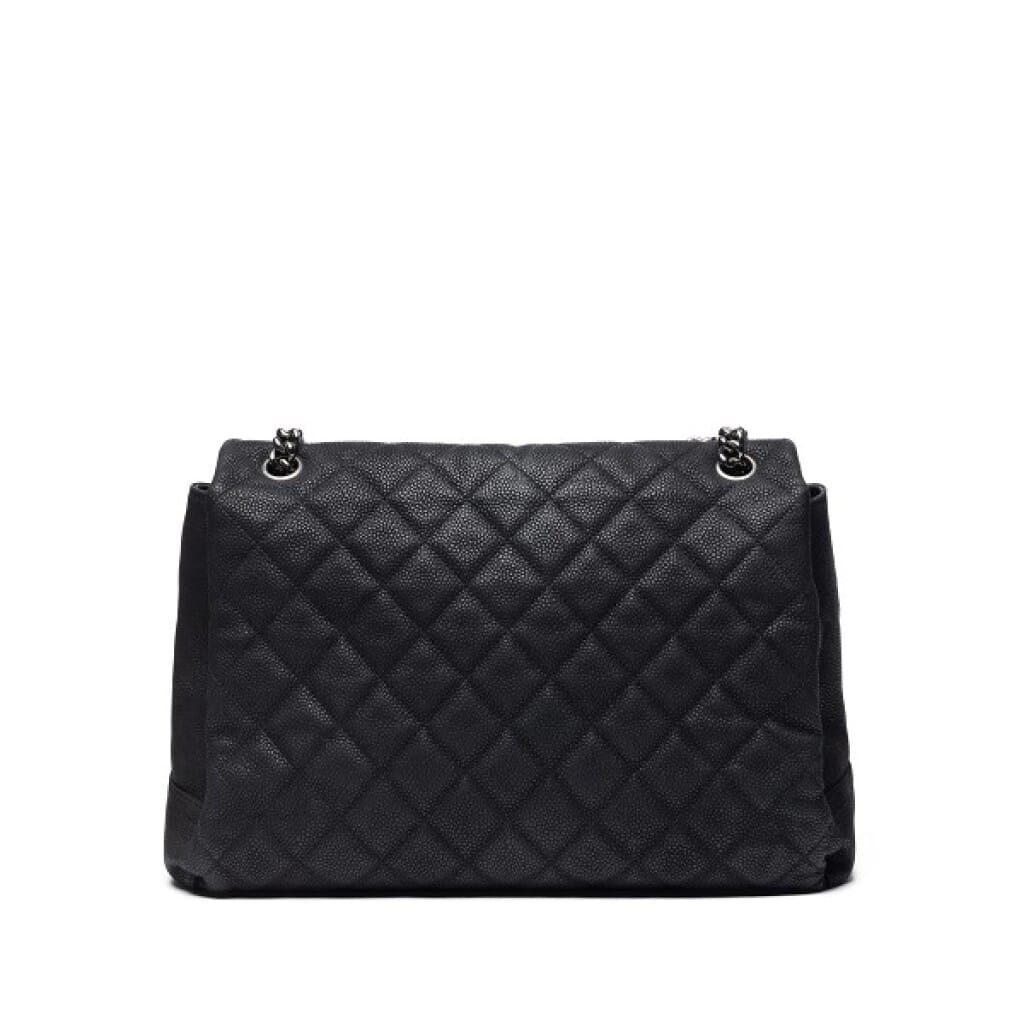 Black Quilted Matte Caviar Lady Pearly Flap Bag Silver Hardware, 2012