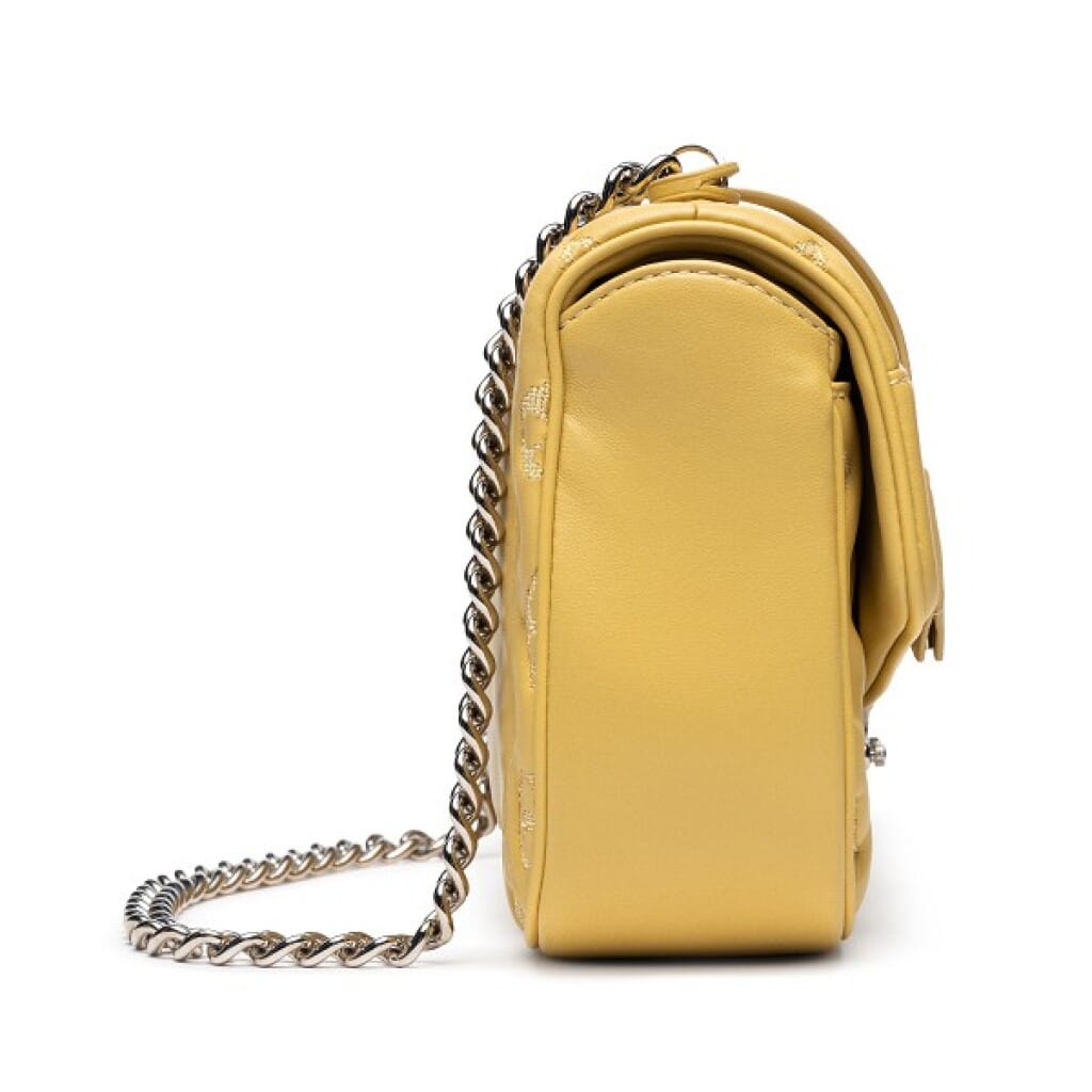 Yellow Embroidered Monogram Puffy Lambskin Mama Broderie Pochette Silver Hardware, 2012