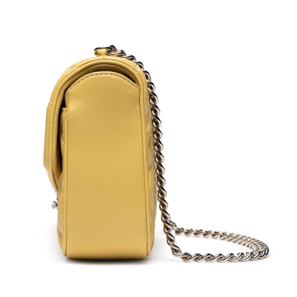 Yellow Embroidered Monogram Puffy Lambskin Mama Broderie Pochette Silver Hardware, 2012