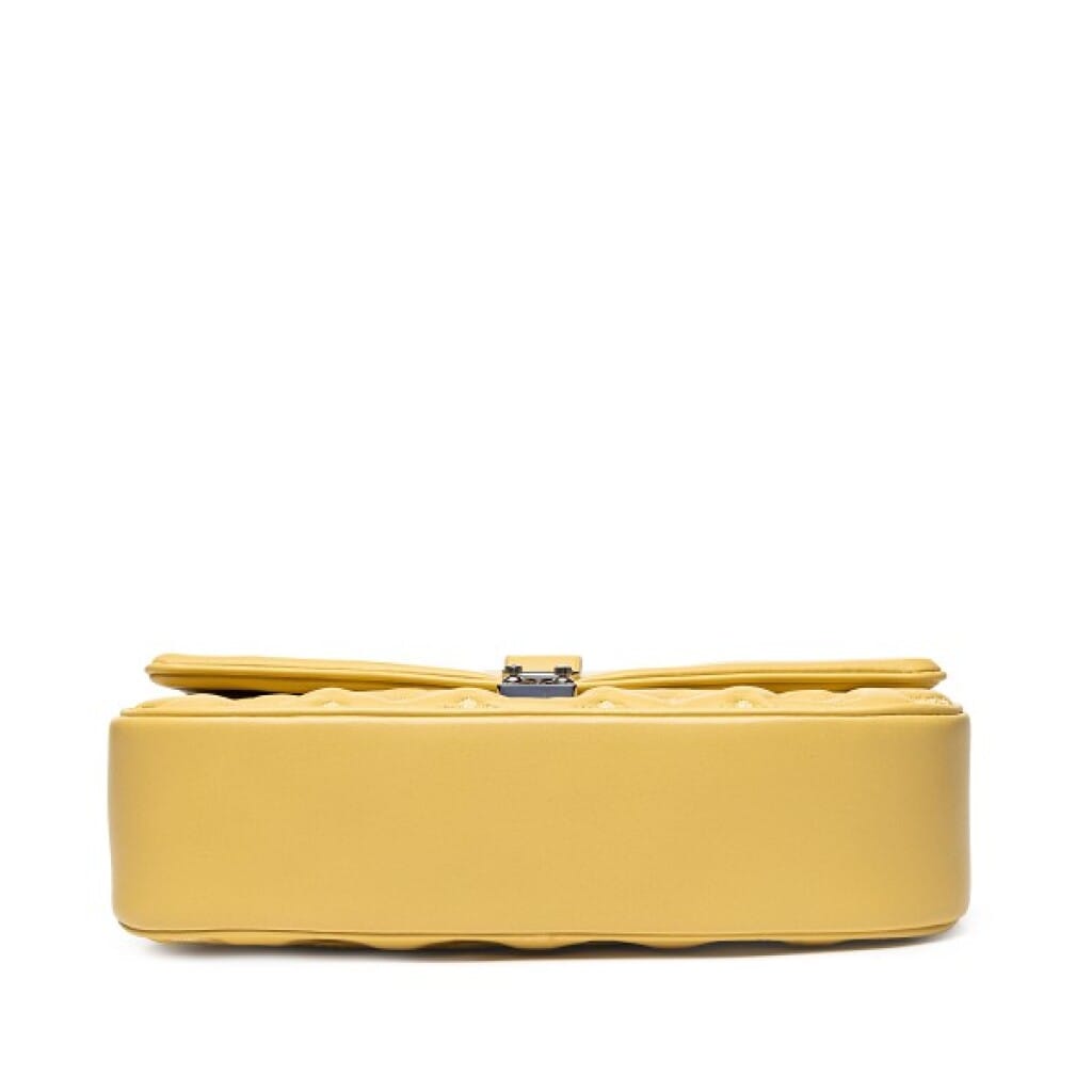 Yellow Embroidered Monogram Puffy Lambskin Mama Broderie Pochette Silver Hardware, 2012