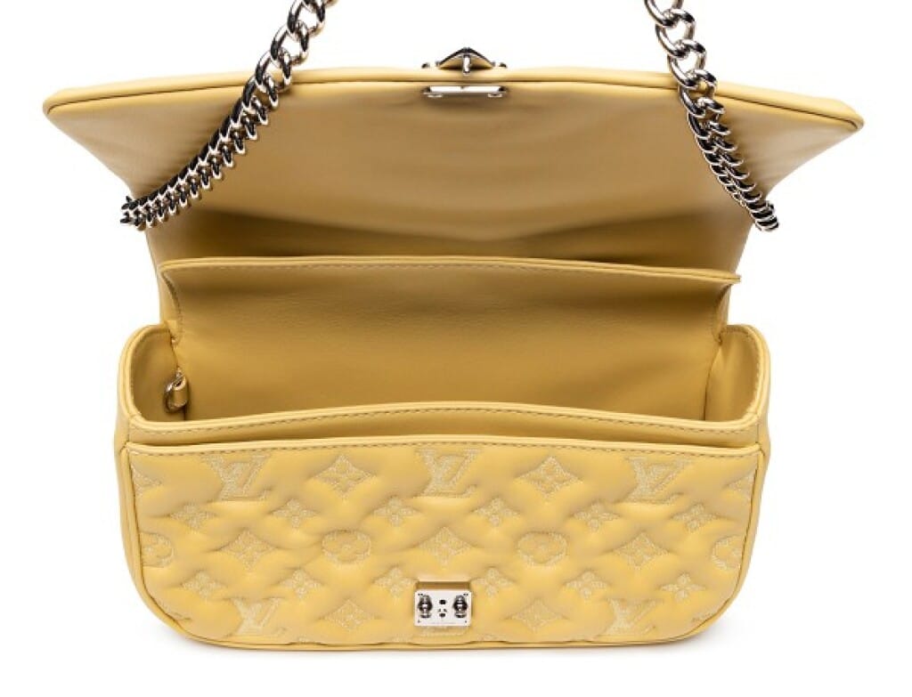Yellow Embroidered Monogram Puffy Lambskin Mama Broderie Pochette Silver Hardware, 2012