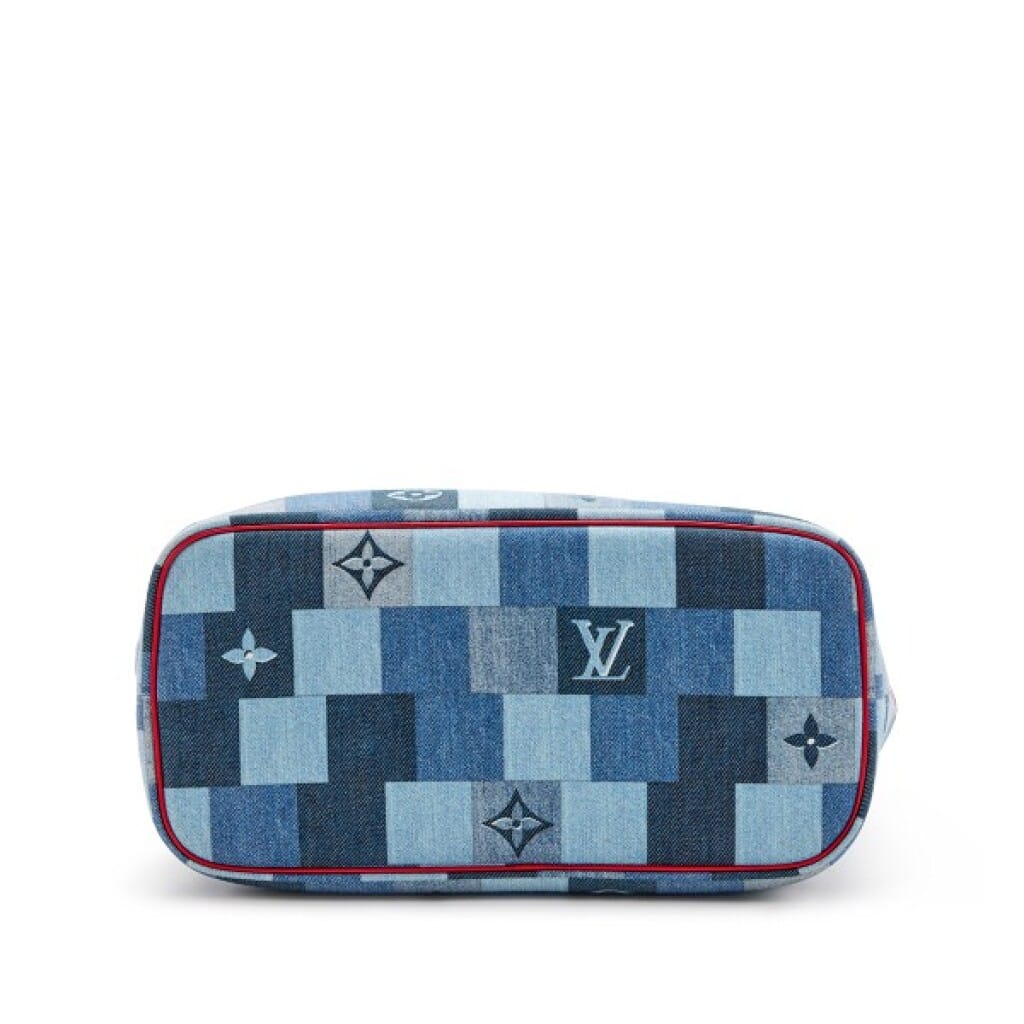 Blue and Red Damier Monogram Patchwork Denim Neverfull MM Gold Hardware, 2019