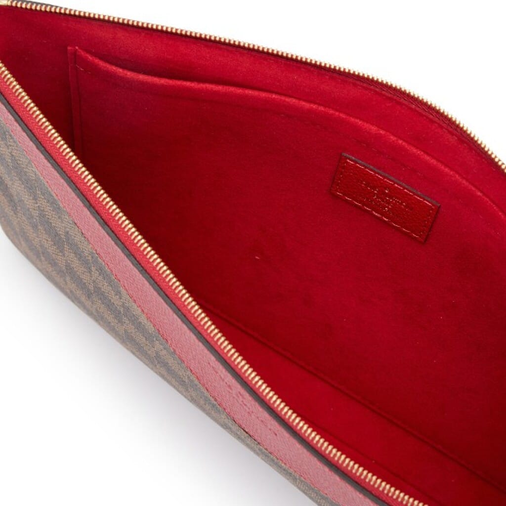 Brown Damier Ebene Coated Canvas and Red Leather Daily Pouch Gold Hardware, 2019