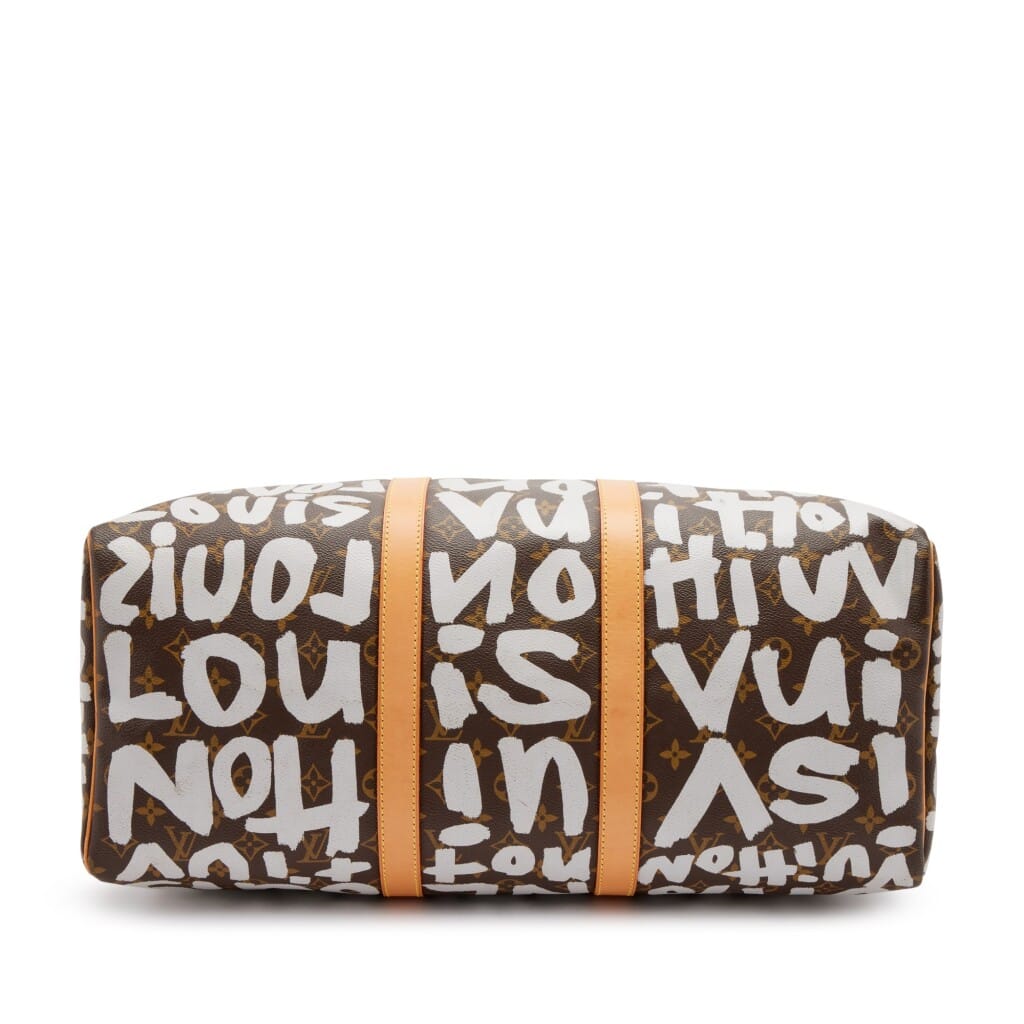 Stephen Sprouse Grey and Brown Monogram Graffiti Coated Canvas Keepall 50 Gold Hardware, 2001
