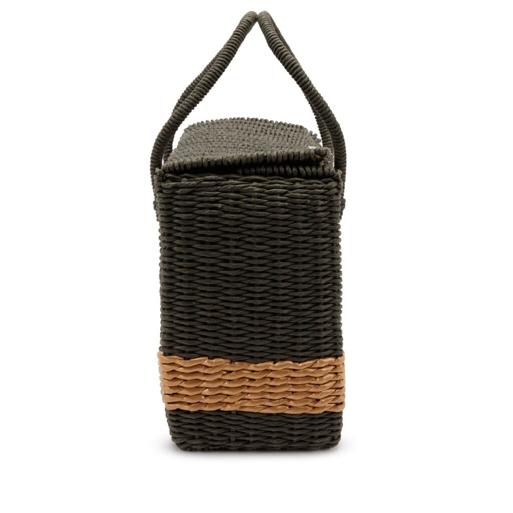 Charcoal Wicker Picnic Bag Silver Hardware, 1997-1999