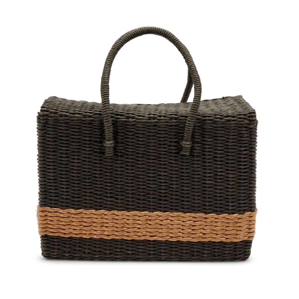 Charcoal Wicker Picnic Bag Silver Hardware, 1997-1999