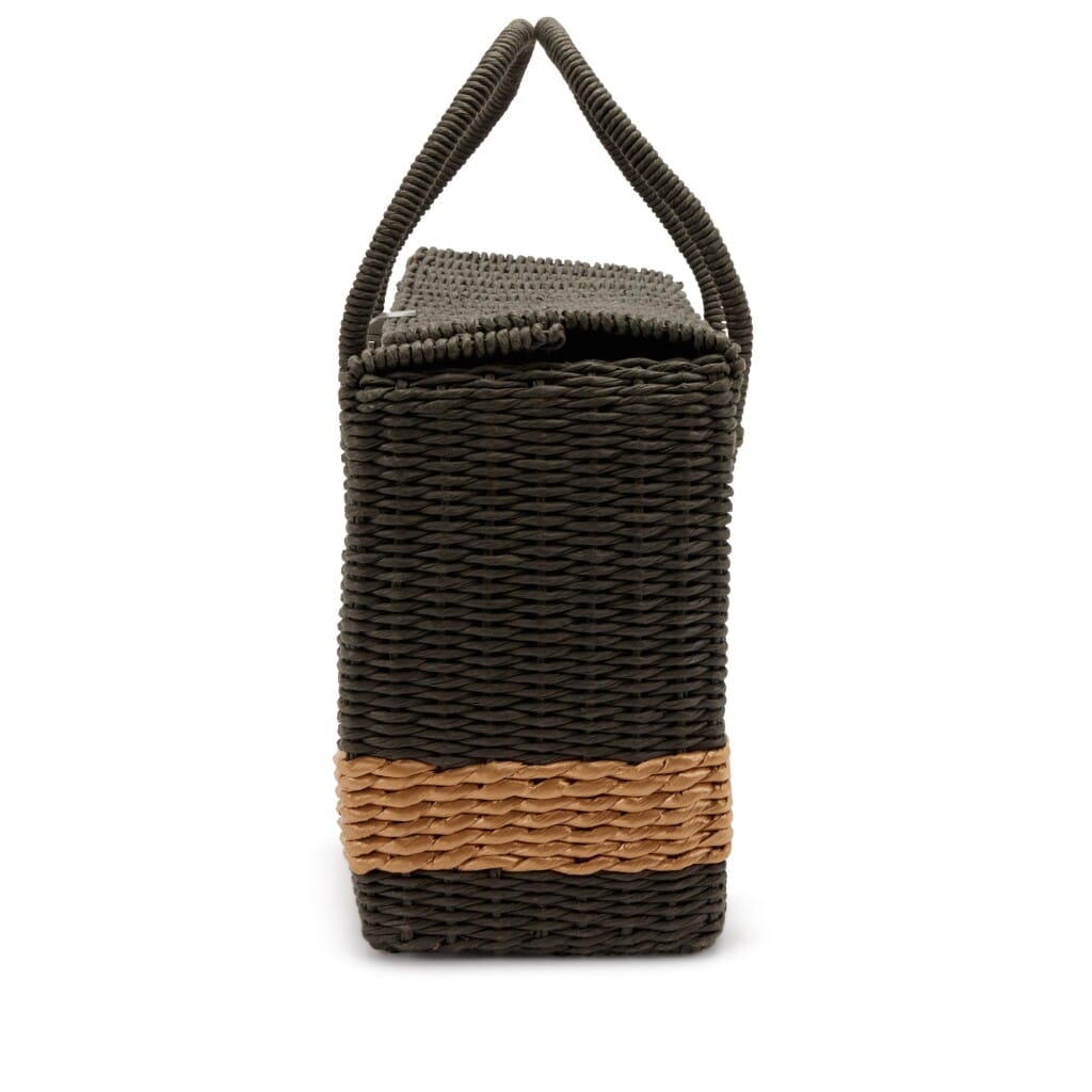 Charcoal Wicker Picnic Bag Silver Hardware, 1997-1999