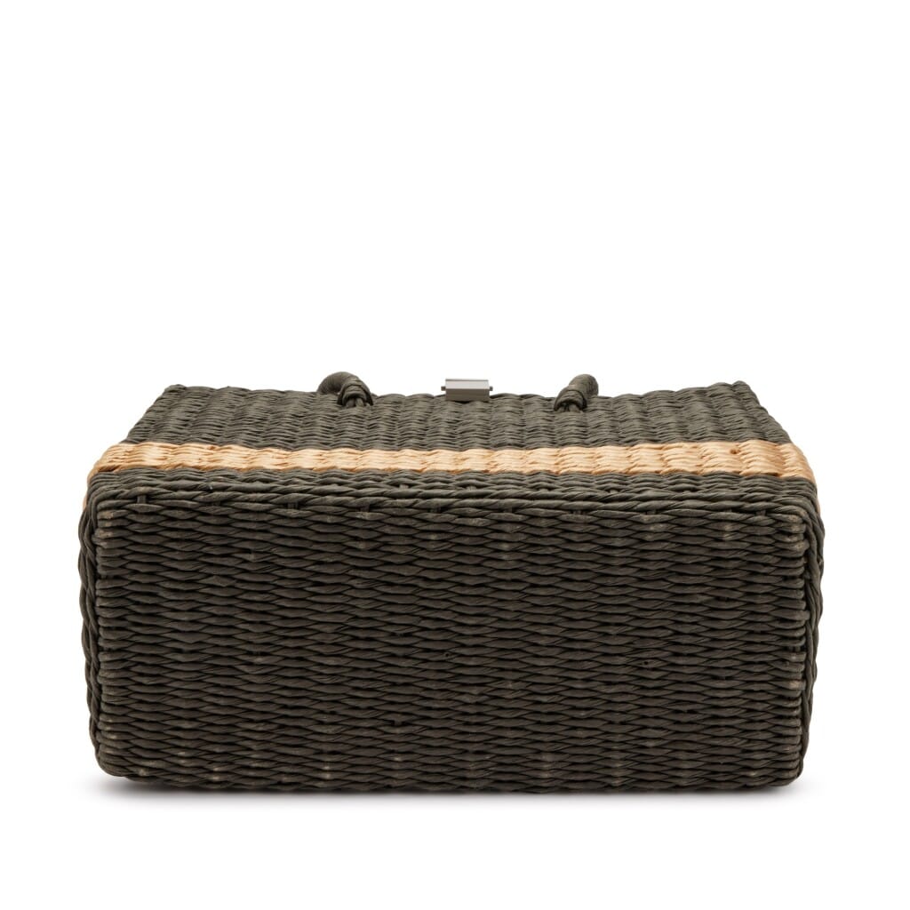 Charcoal Wicker Picnic Bag Silver Hardware, 1997-1999