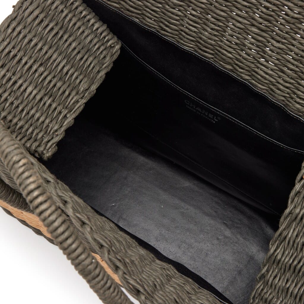 Charcoal Wicker Picnic Bag Silver Hardware, 1997-1999