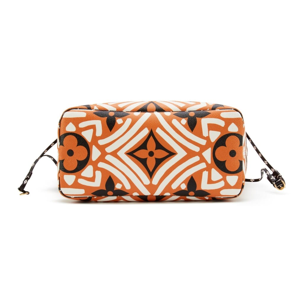Caramel, Black, and White Giant Monogram Crafty Coated Canvas Neverfull MM Gold Hardware, 2020