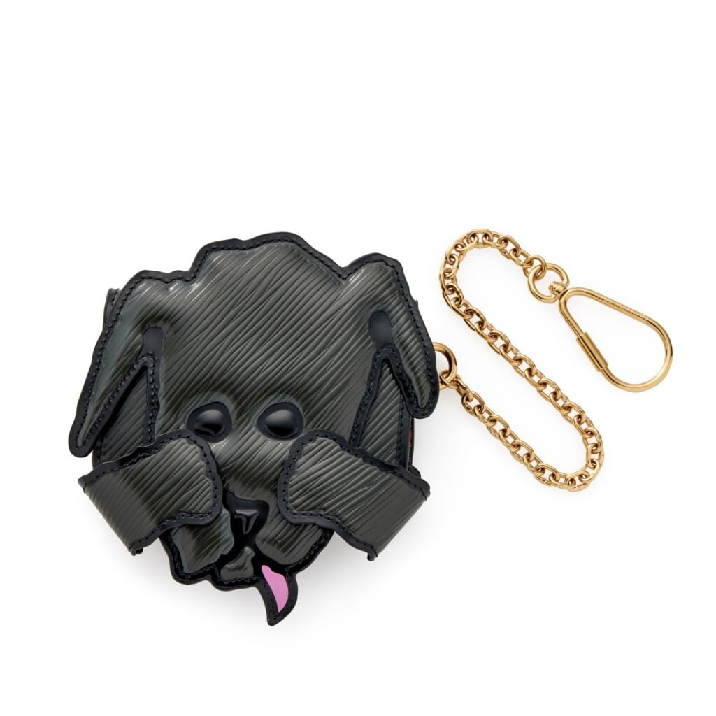 Grey and Black Epi Leather Catogram Dog Cardholder Gold Hardware, 2018