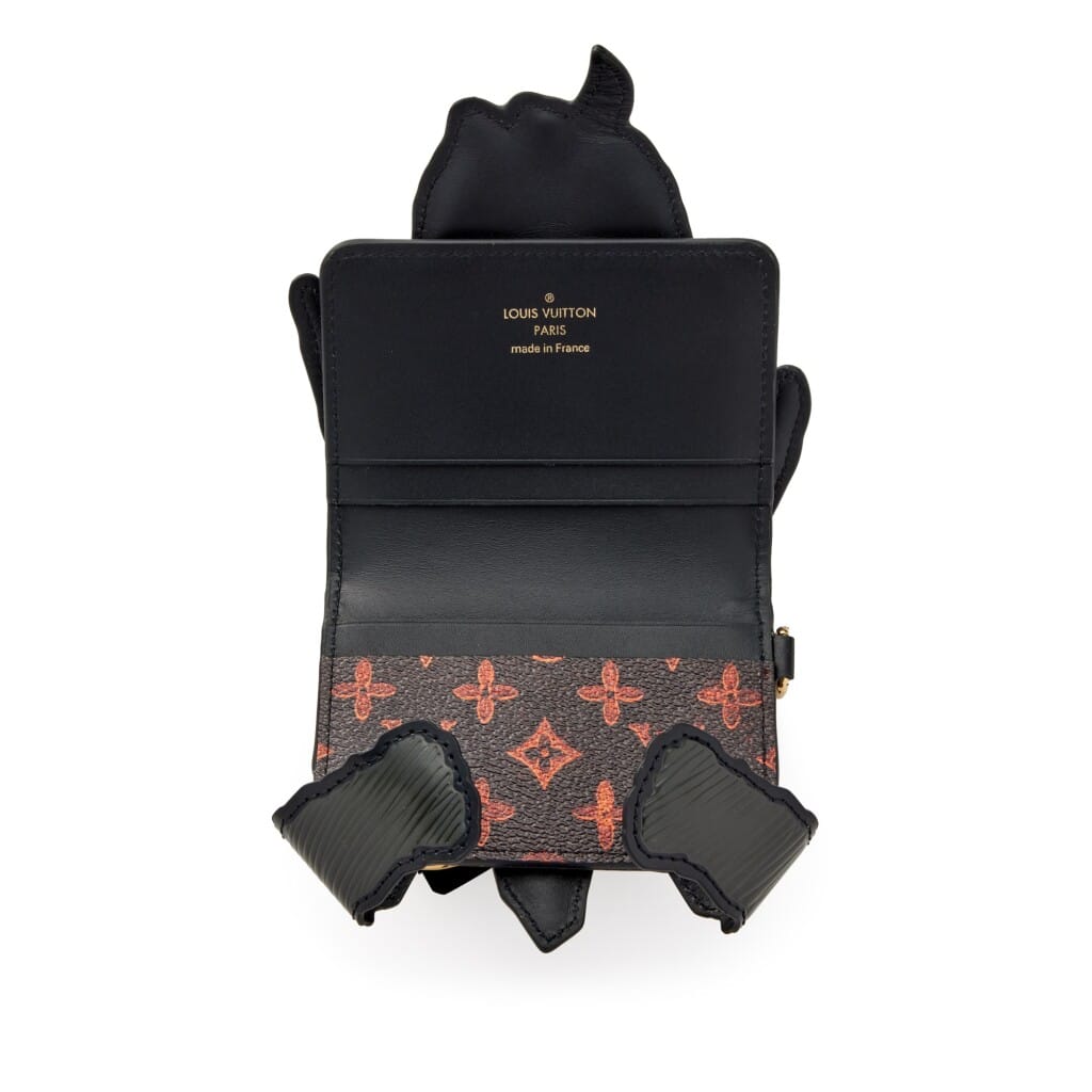 Grey and Black Epi Leather Catogram Dog Cardholder Gold Hardware, 2018