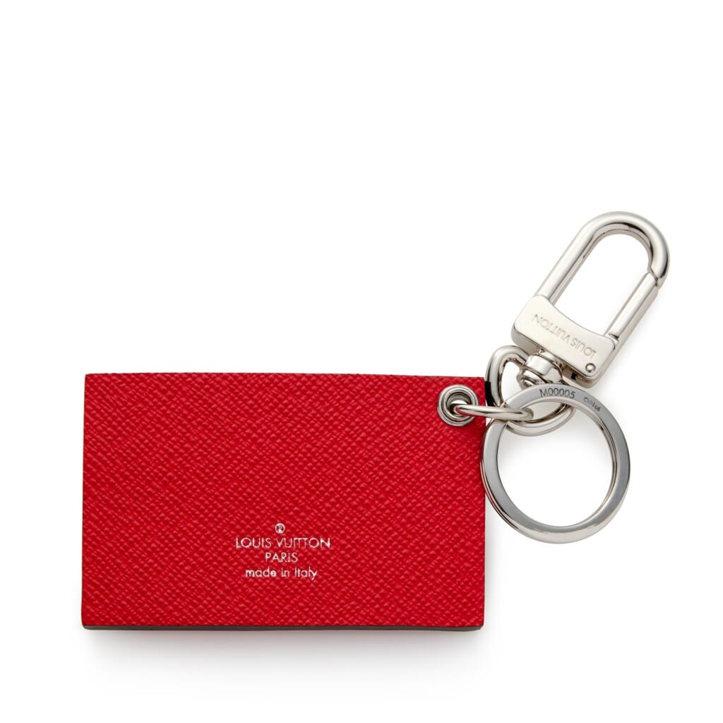 Red and Black Epi Leather Petite Malle Keychain Silver Hardware