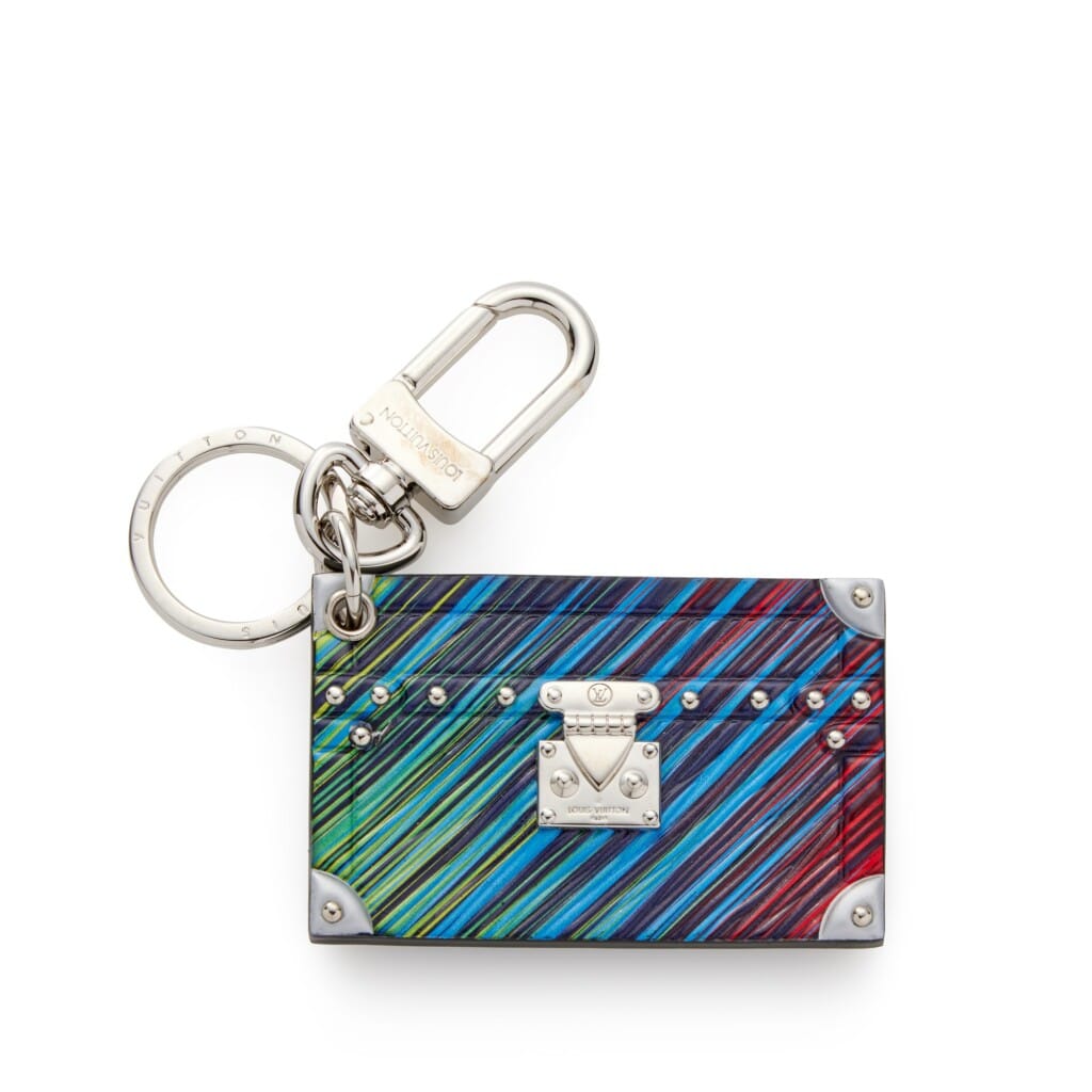 Multicolor Tropical Epi Leather Petite Malle Keychain Silver Hardware