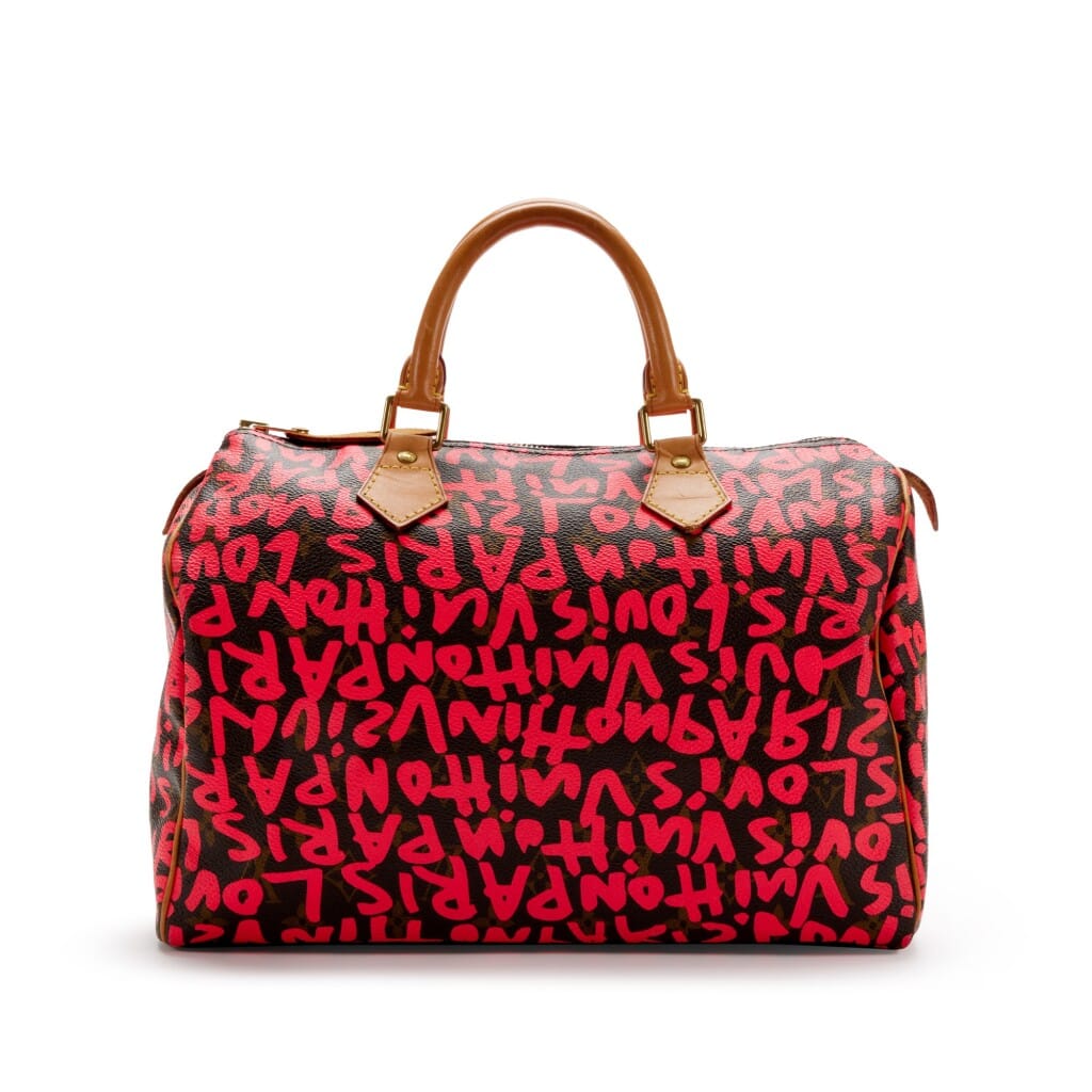 Stephen Sprouse Pink Monogram Graffiti Coated Canvas Speedy 30 Gold Hardware, 2009