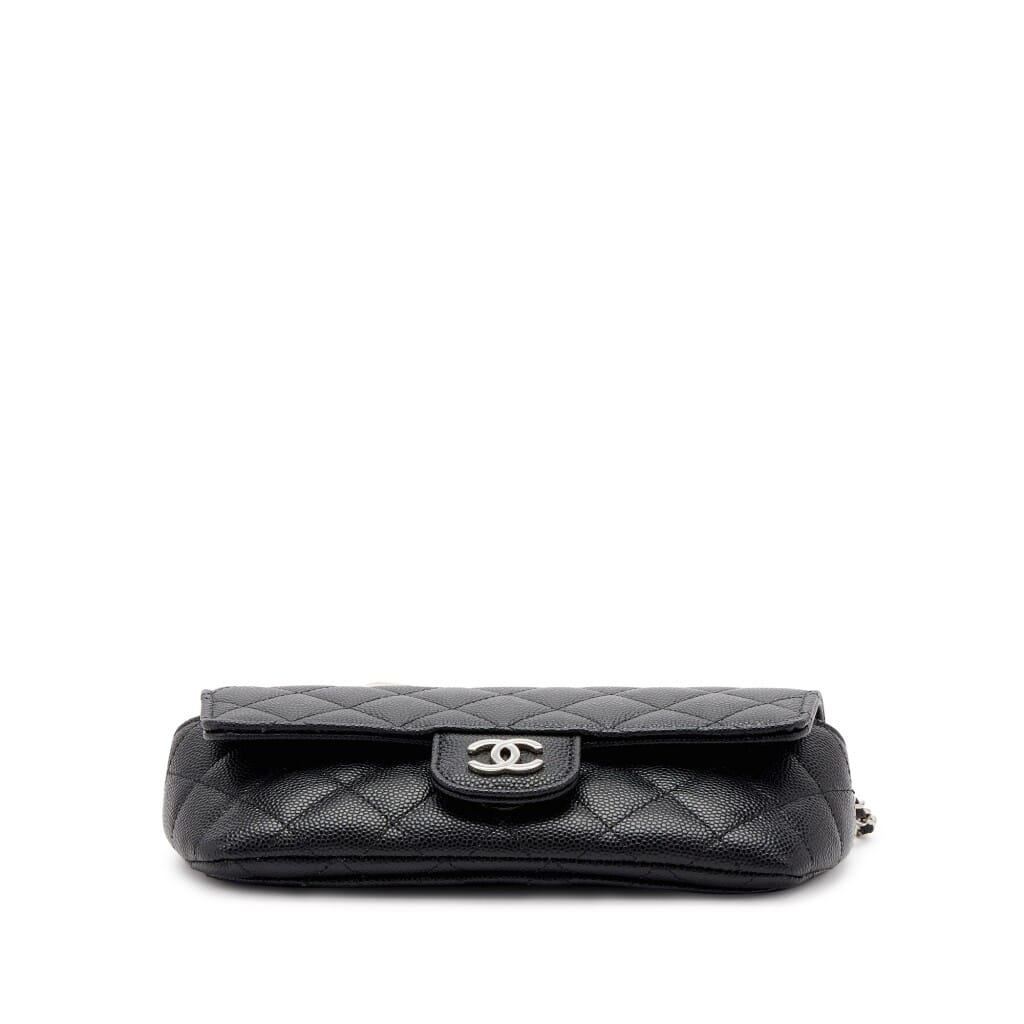 Black Quilted Caviar Glasses Case on Chain Silver Hardware, 2021