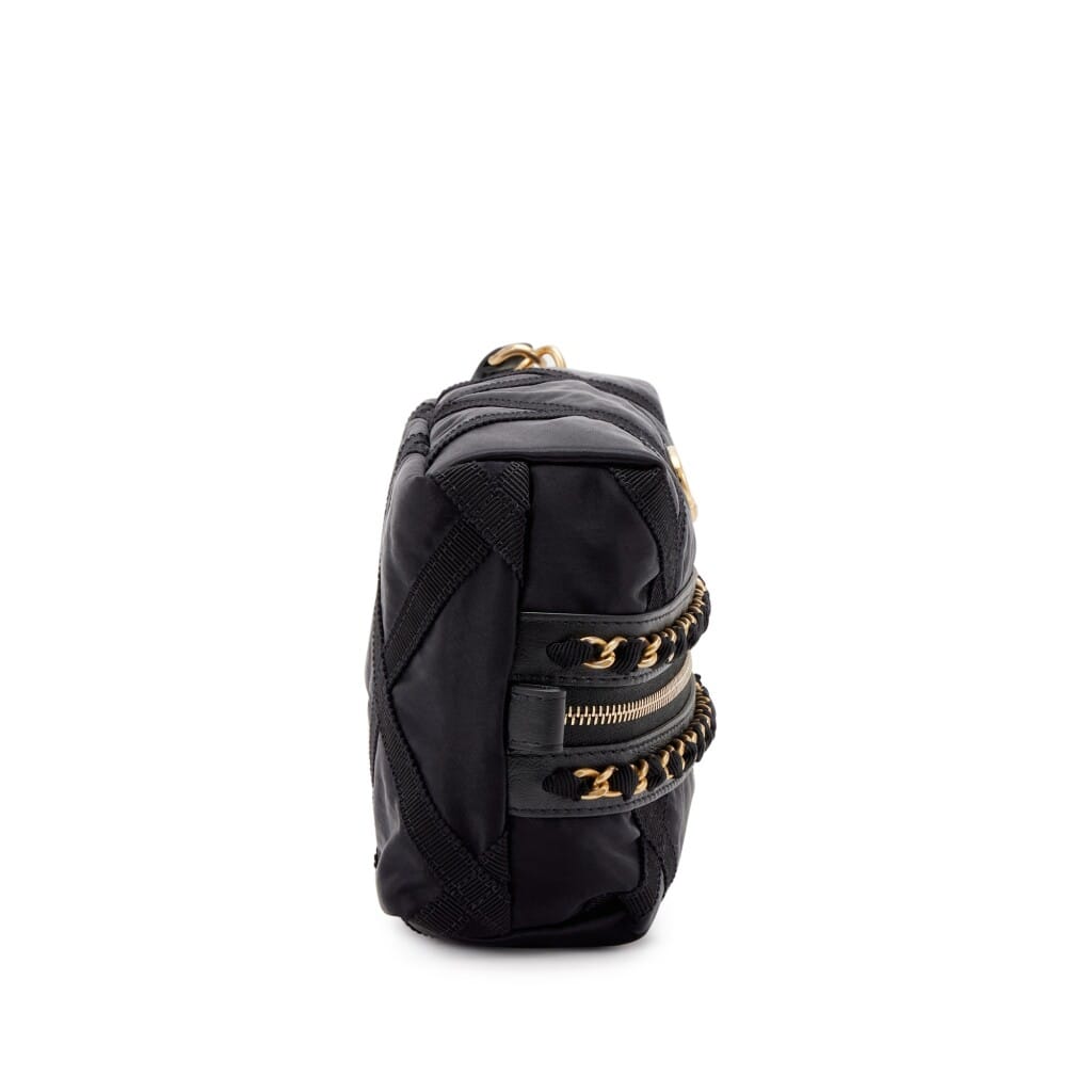 Black Nylon Pouch with Sleep Mask Gold Hardware, 2022