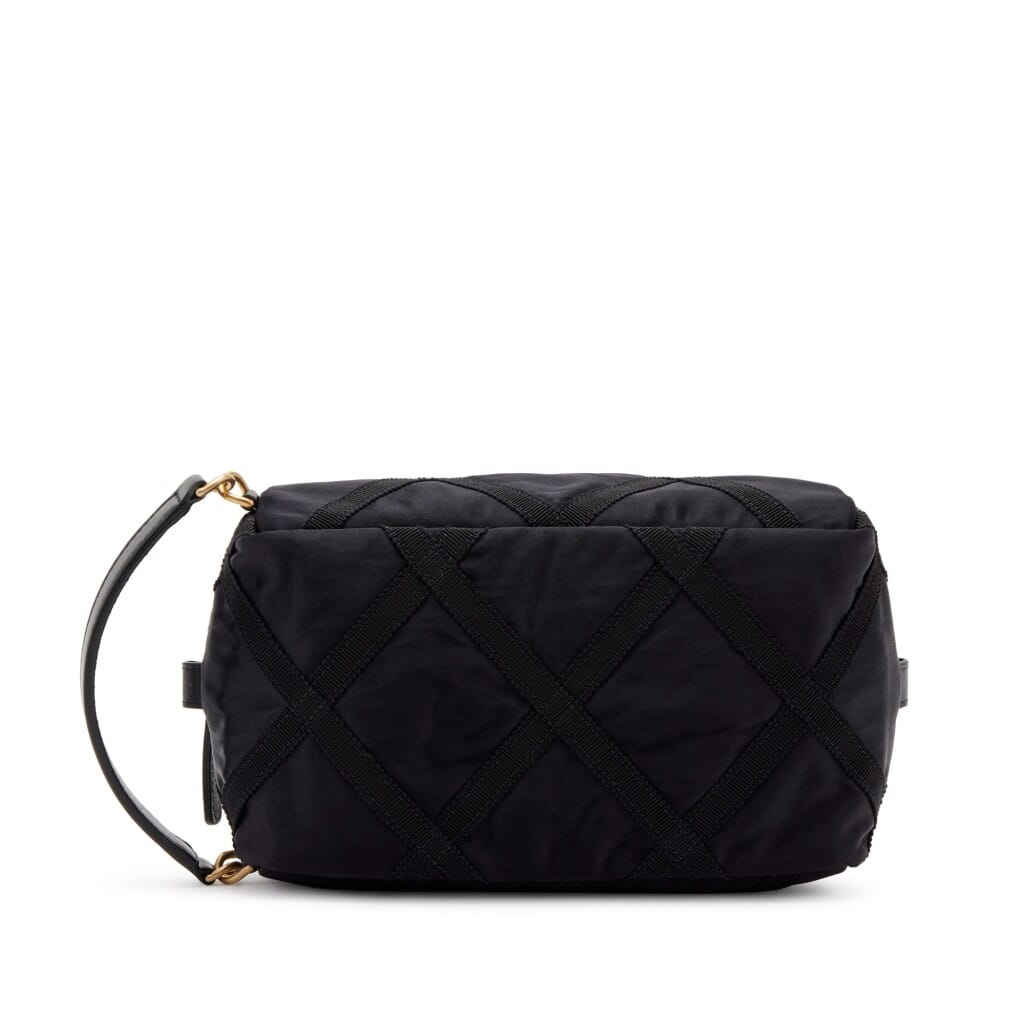 Black Nylon Pouch with Sleep Mask Gold Hardware, 2022