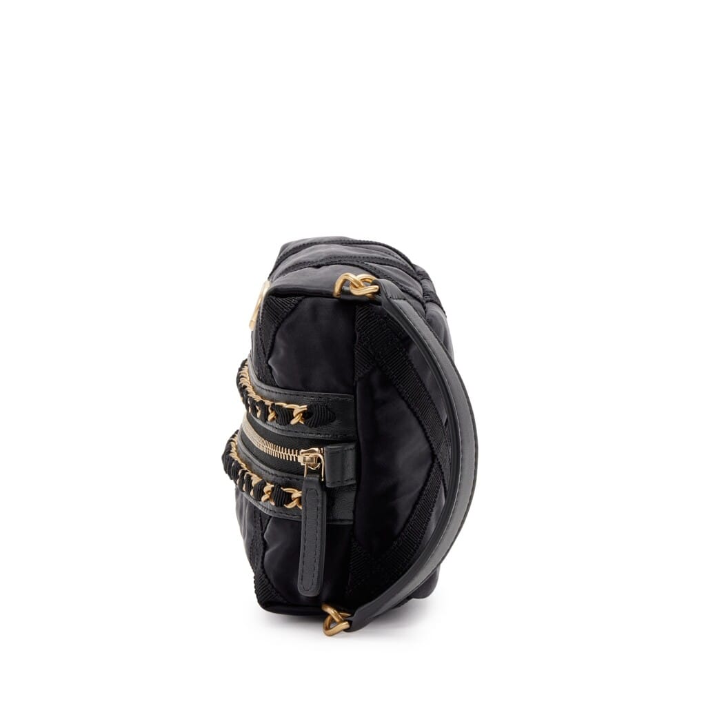 Black Nylon Pouch with Sleep Mask Gold Hardware, 2022