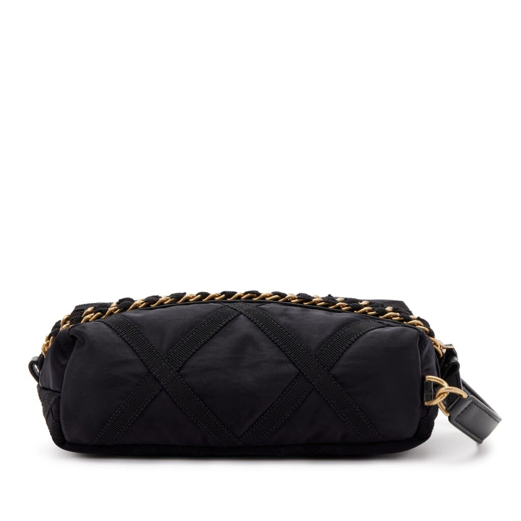 Black Nylon Pouch with Sleep Mask Gold Hardware, 2022