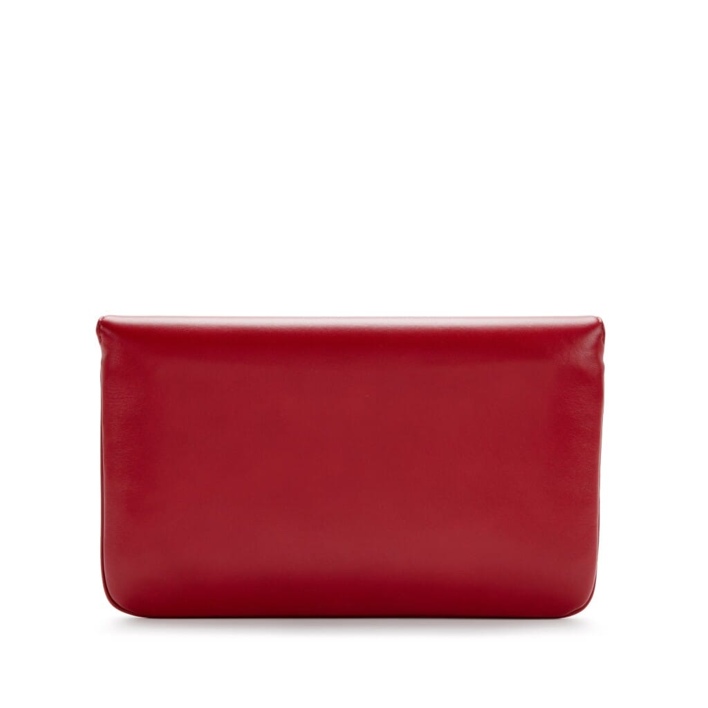 Red Quilted Lambskin CC Unchained Clutch Gold Hardware, 2017