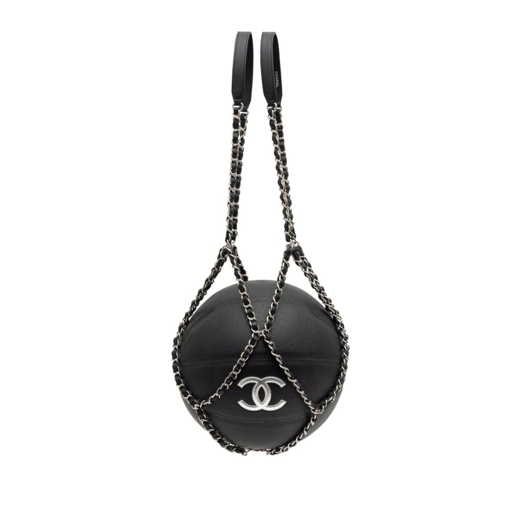 Silver and Black Rubber Basketball and Black Calfskin Net Silver Hardware, 2019