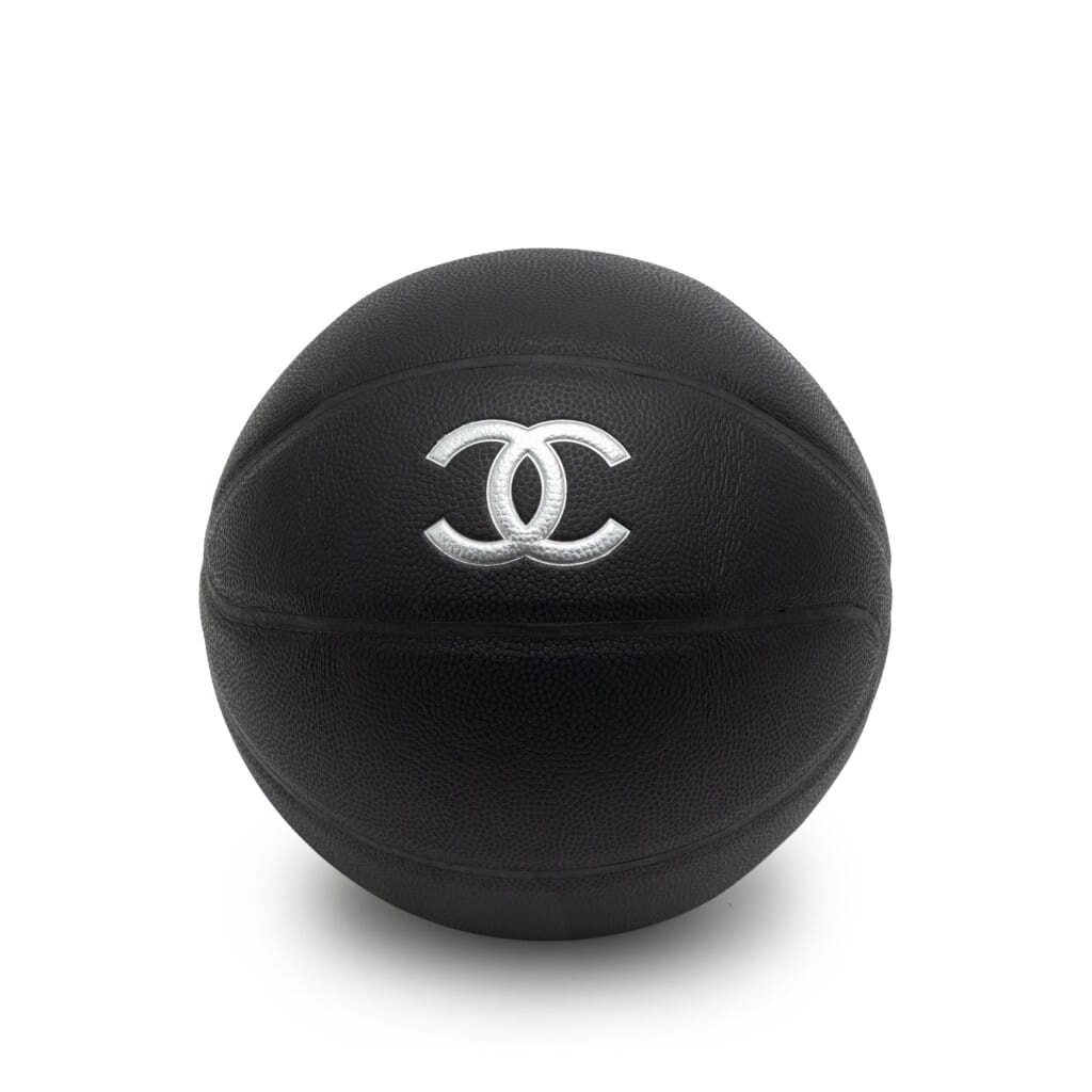 Silver and Black Rubber Basketball and Black Calfskin Net Silver Hardware, 2019