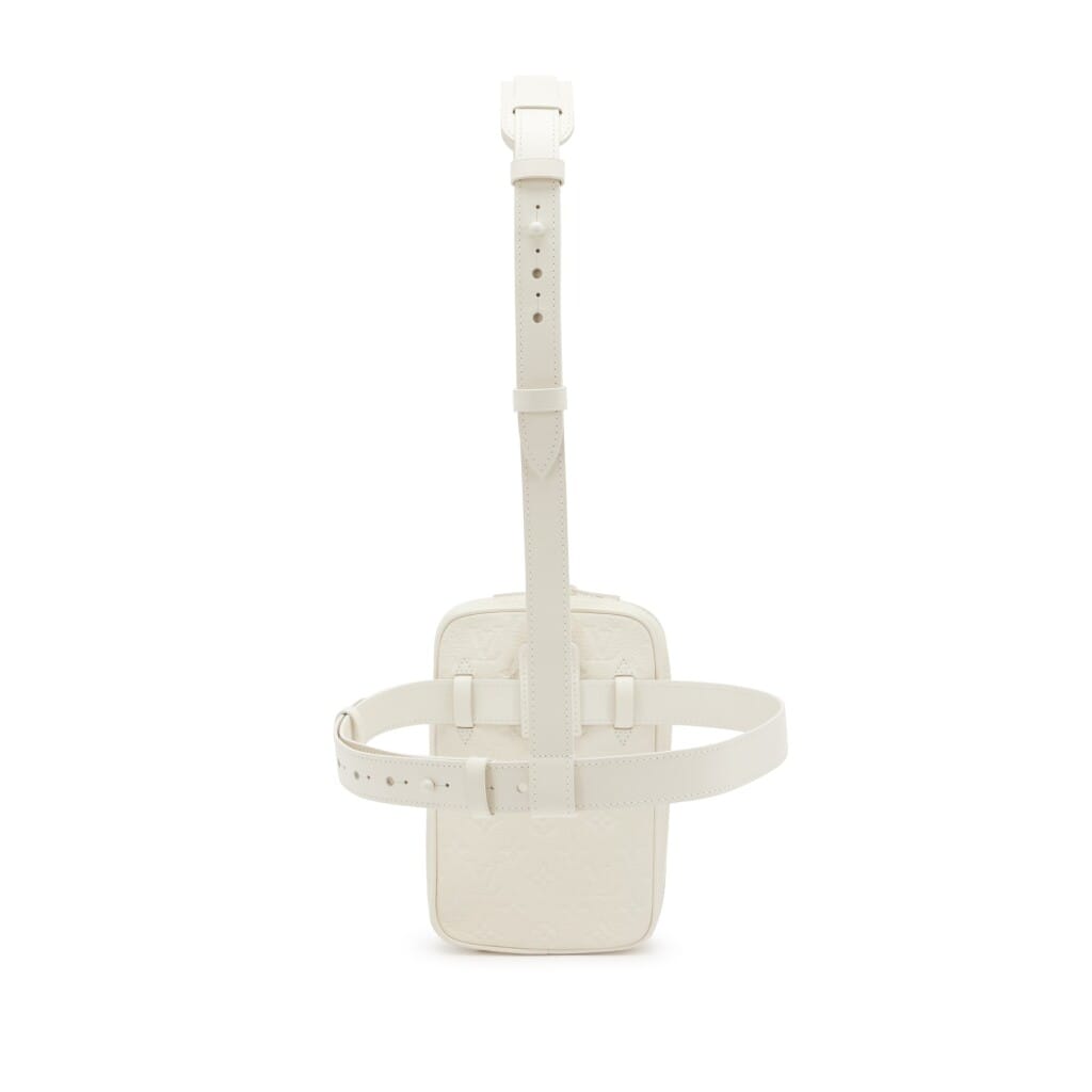 Virgil Abloh White Monogram Empreinte Leather Utility Side Bag White Hardware, 2019