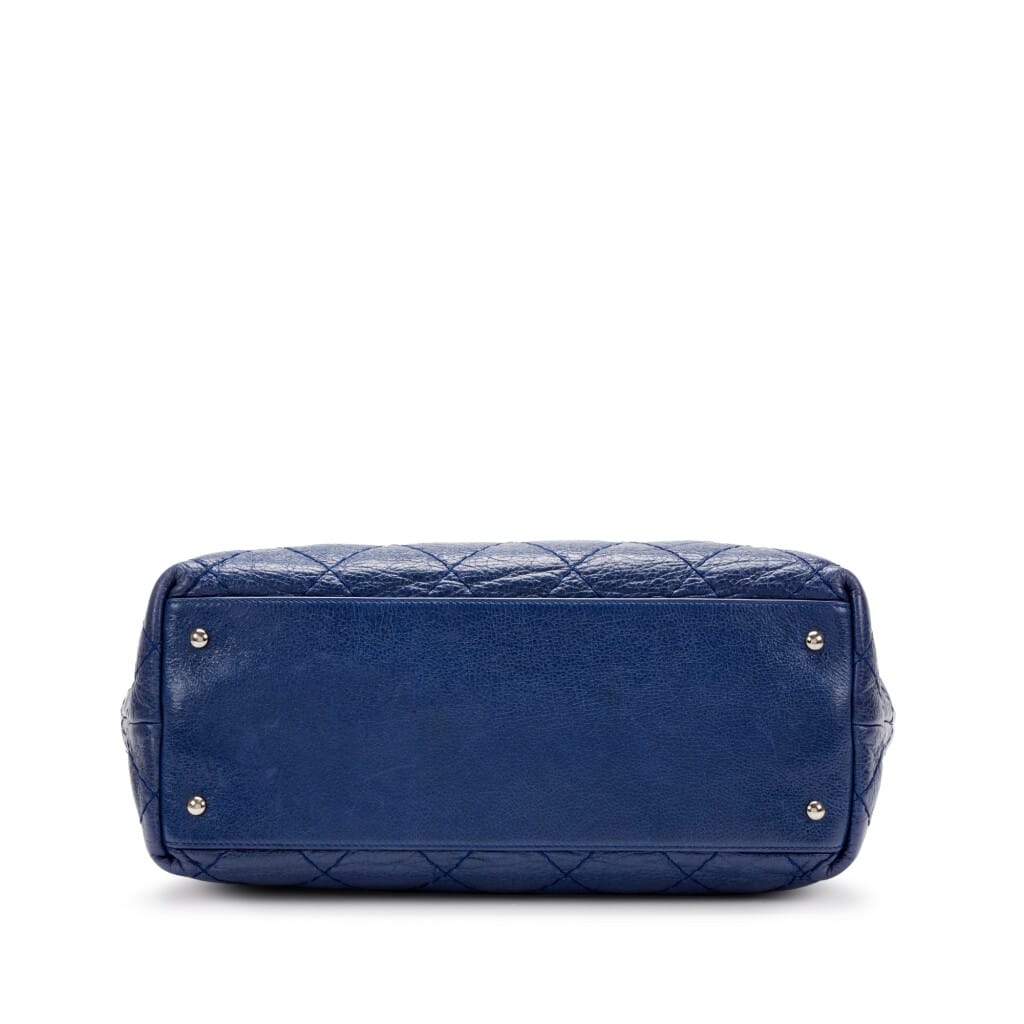 Blue Quilted Glazed Calfskin Large On The Road Tote Silver Hardware, 2009-2010