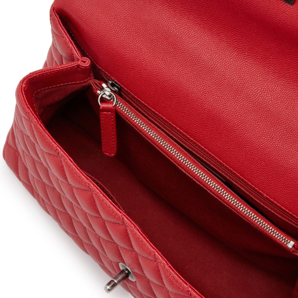 Red Quilted Caviar Medium Coco Handle Flap Ruthenium Hardware, 2017