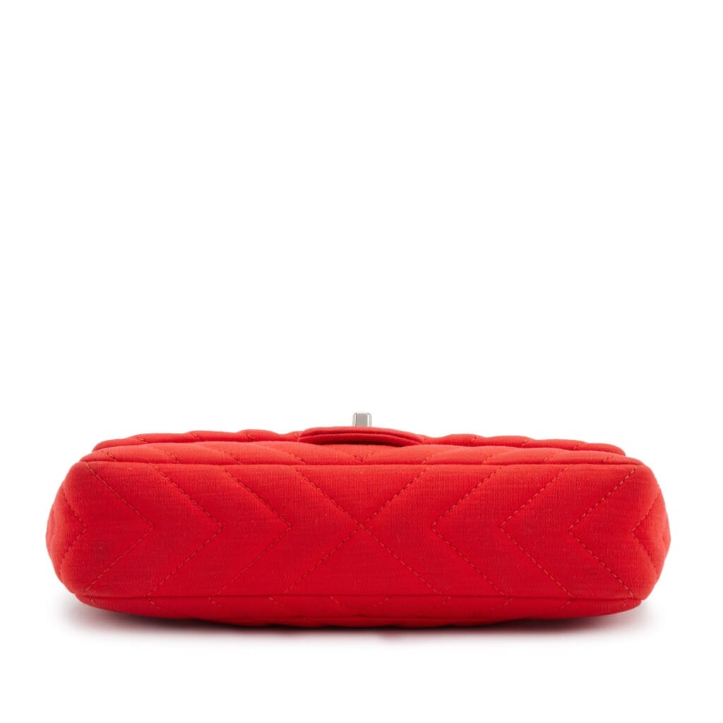 Red Chevron Quilted Jersey Single Flap Silver Hardware, 2009-2010