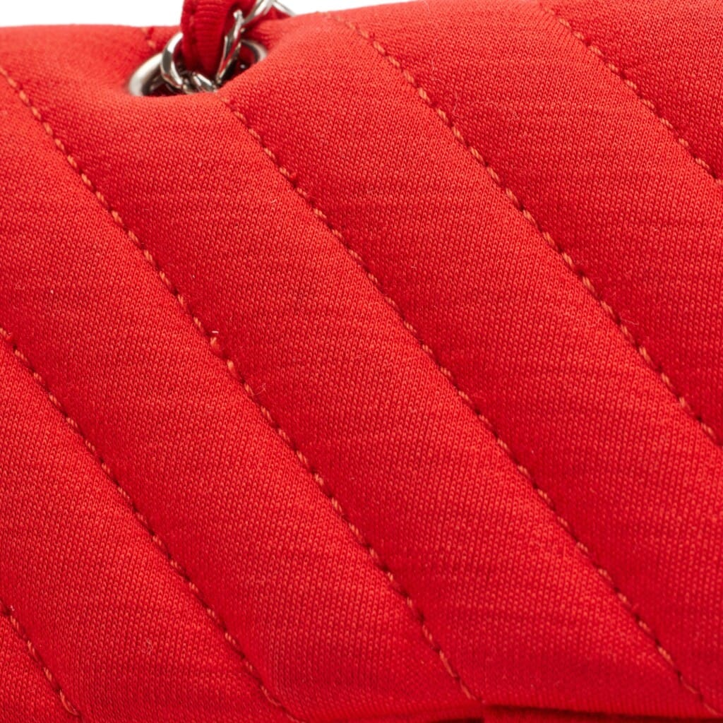 Red Chevron Quilted Jersey Single Flap Silver Hardware, 2009-2010