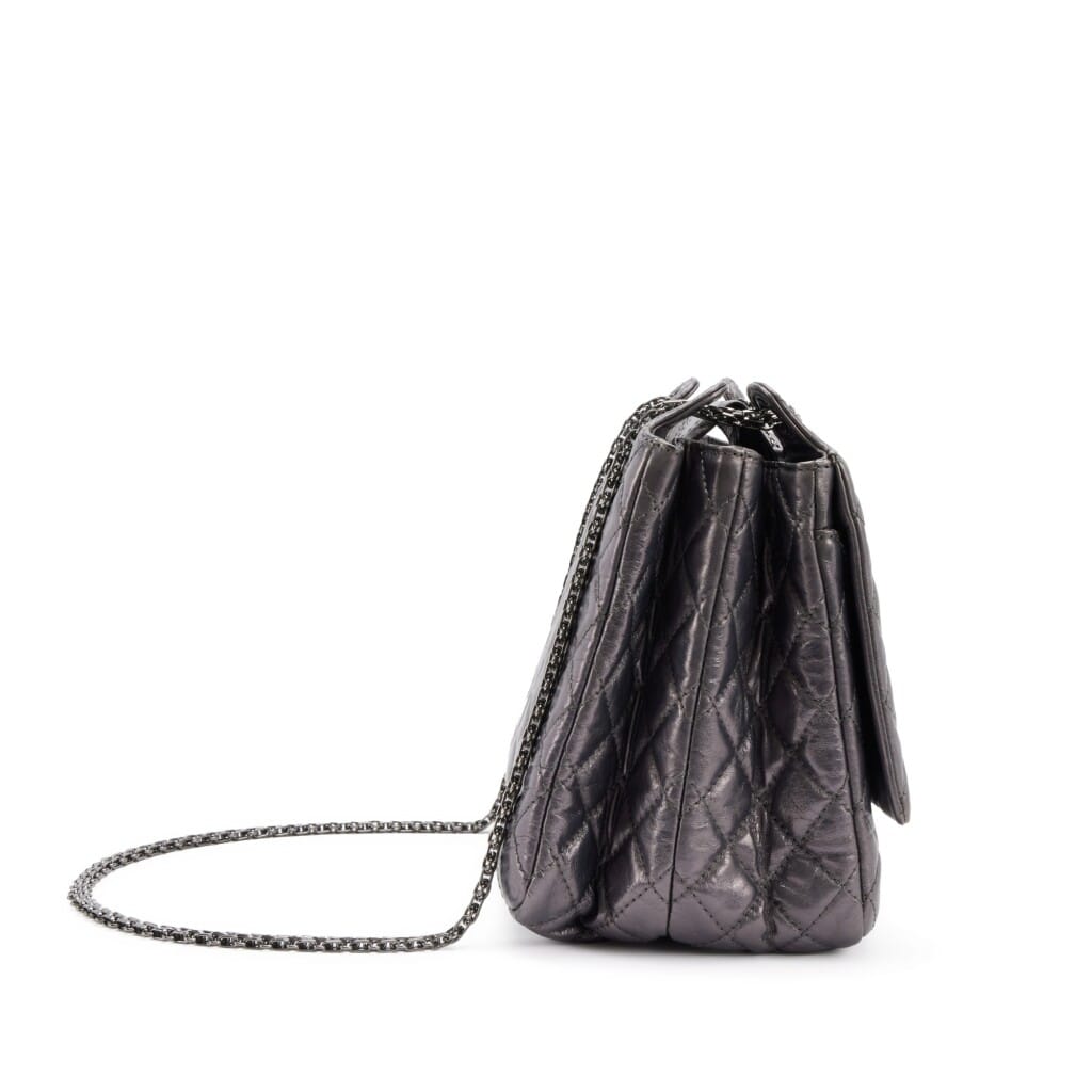 Dark Silver Quilted Aged Calfskin Reissue 2.55 Accordion Flap Ruthenium Hardware, 2008