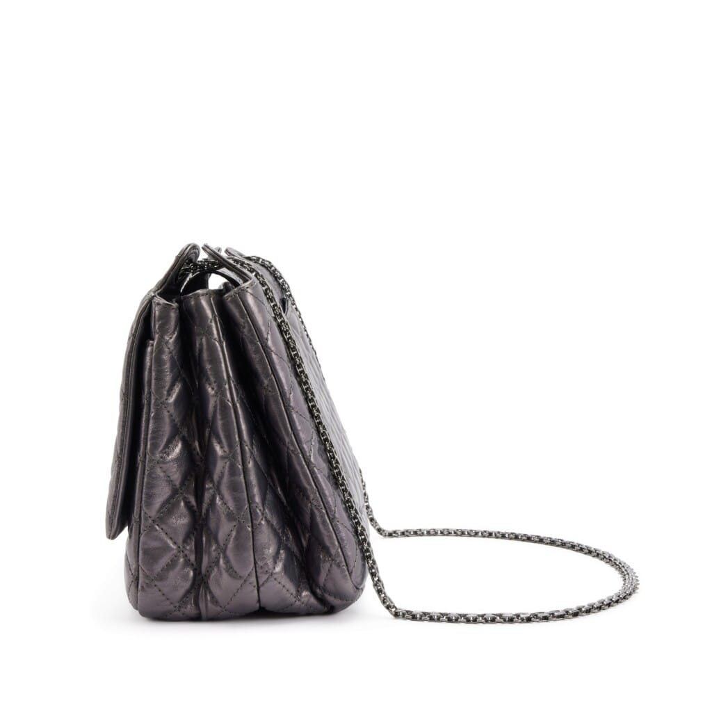 Dark Silver Quilted Aged Calfskin Reissue 2.55 Accordion Flap Ruthenium Hardware, 2008