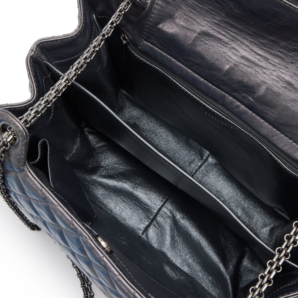 Dark Silver Quilted Aged Calfskin Reissue 2.55 Accordion Flap Ruthenium Hardware, 2008