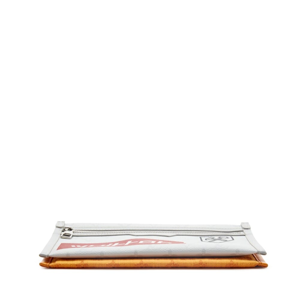 Virgil Abloh Orange and White Monogram Denim and Coated Canvas Double Flat Messenger 2Way Silver Hardware, 2019