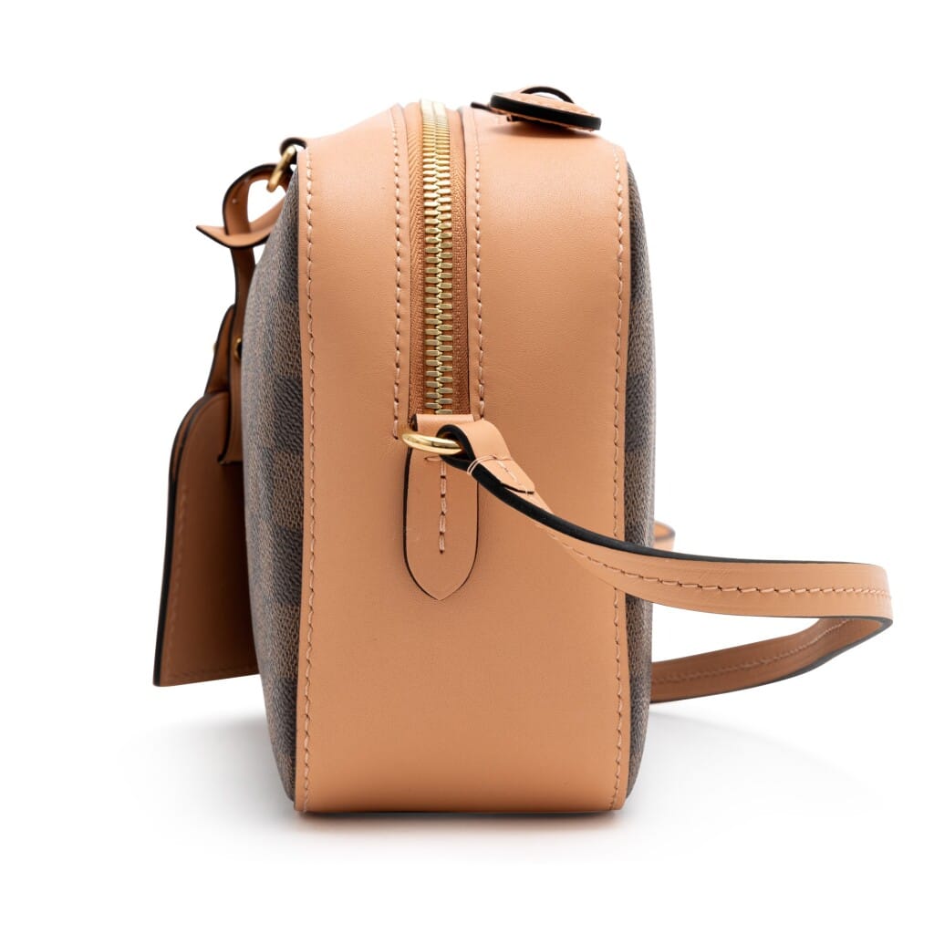 Brown Damier Ebene Coated Canvas and Pink Leather Santa Monica Camera Bag Gold Hardware, 2019