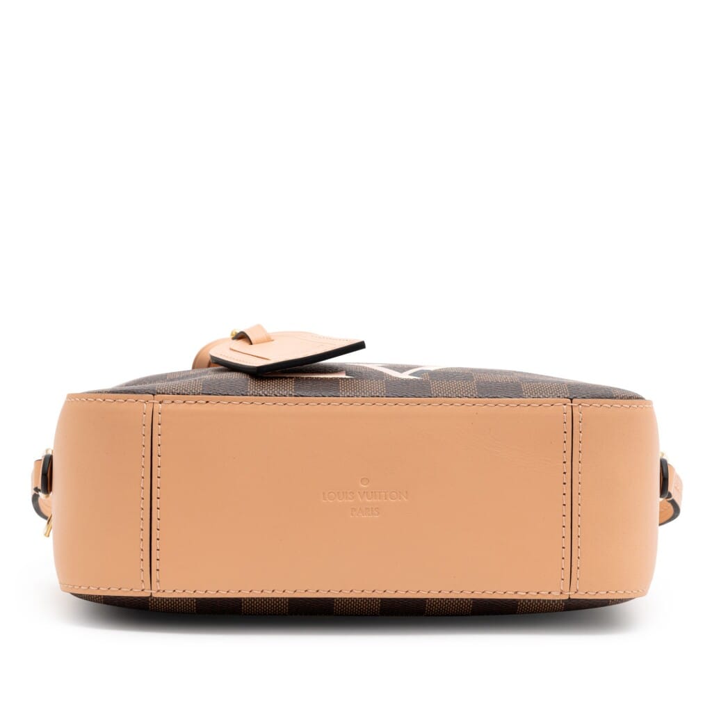 Brown Damier Ebene Coated Canvas and Pink Leather Santa Monica Camera Bag Gold Hardware, 2019